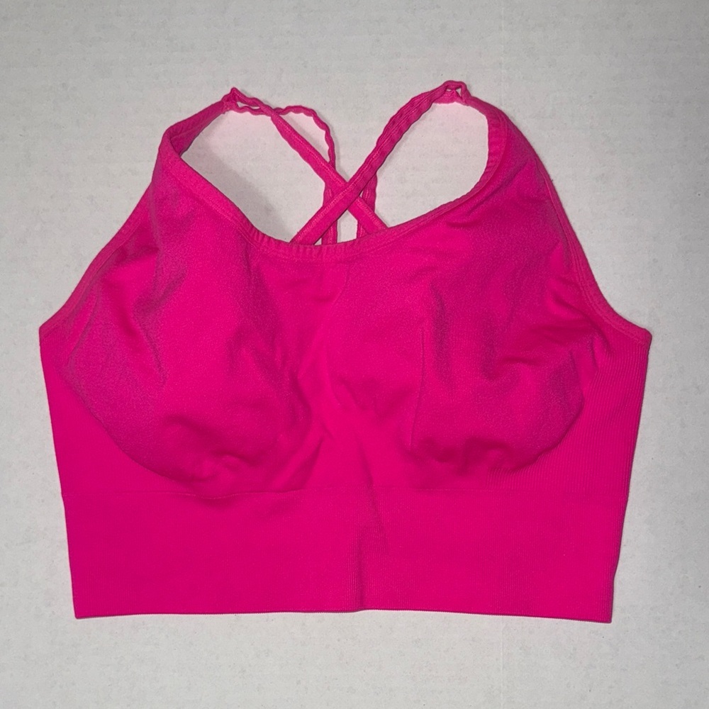 Seamless Strappy Sports Bra - Hot Pink